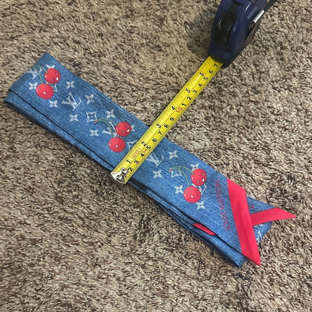 Cherry print. Blue and Red Headband Scarf